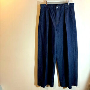 BANANA REPUBLIC Sz 32L Jeans High Rise Relaxed Wide Leg Pleated Pockets NEW